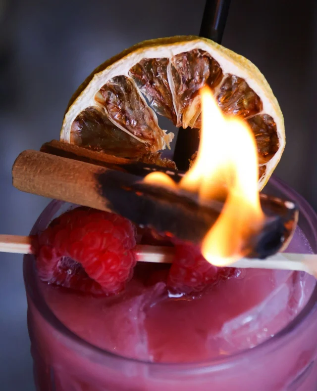 New cocktail alert on our Spring Menu, the Raspberry Reef, and of course it’s on fire🔥⁠
⁠
We’re open 1–5pm all weekend long!