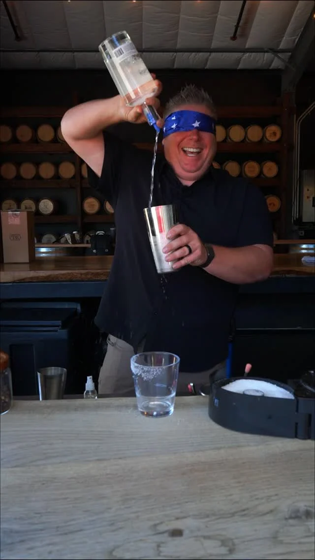 Patrick put his bartending skills to the test... blindfolded. 😎