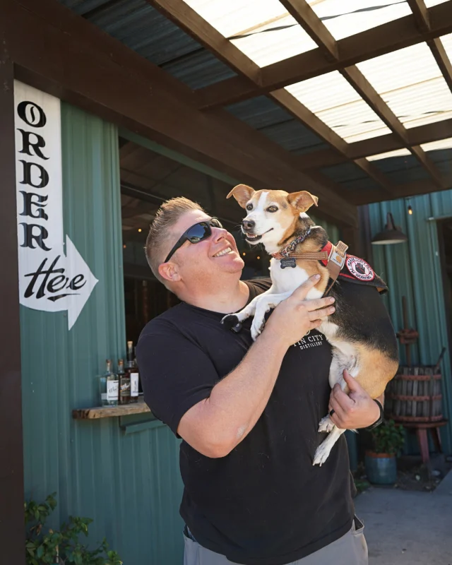 Good drinks are even better with your best friend by your side. 🐾 🥃⁠
⁠
Come visit us in Tin City for craft cocktails, local spirits, and a dog-friendly place to hang out and stay awhile.